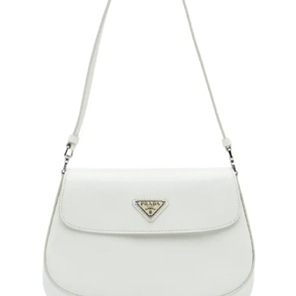 Prada Small Cleo Brushed Leather Shoulder Bag with Flap
